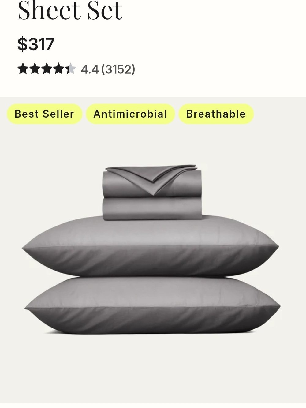 Miracle Brand Sheet Set-Soft Gray - Breathable Antimicrobial Bedding